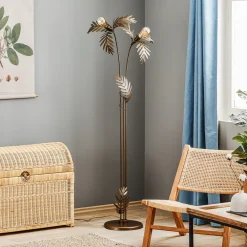 ONLI Gulvlampe Dubai i bladdesign, 2 lyskilder, bronse Online