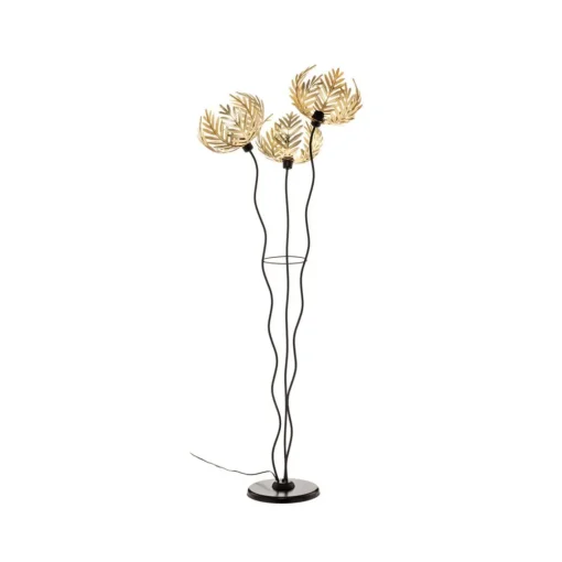 ONLI Gulvlampe Dubai, palmedekor, 3 lyskilder, gull| Gulvlamper