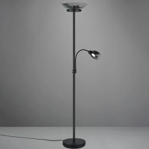 Reality Leuchten Gulvlampe Gerry, svart matt, metall, høyde 180 cm| Gulvlamper