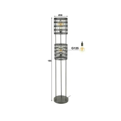 Zijlstra Gulvlampe Graf-Fiesko, svart-nikkel, 2 lyskilder Hot