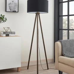 Lindby Gulvlampe i tekstil Majken – mørkegrå/svart| Gulvlamper