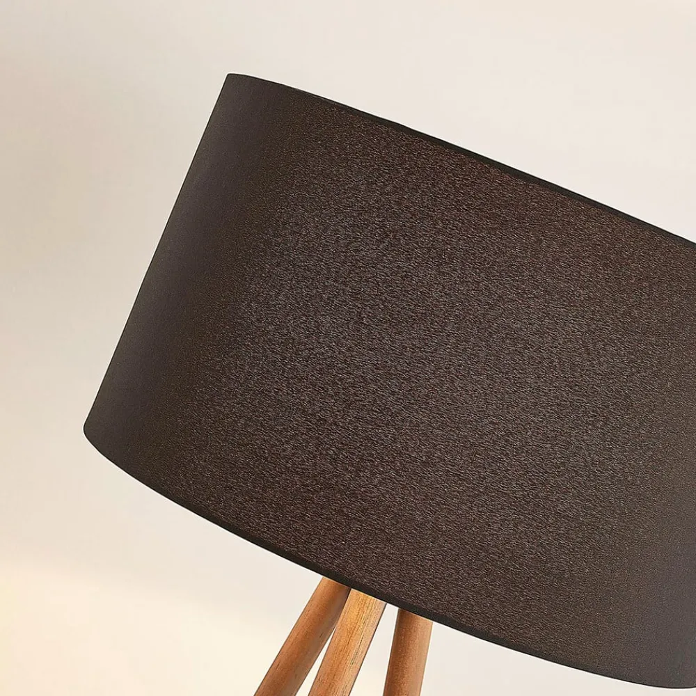 Lindby Gulvlampe i tekstil Majken – mørkegrå/svart| Gulvlamper