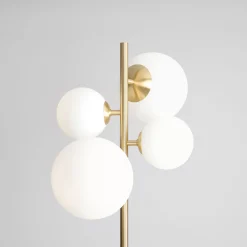 ALDEX Gulvlampe Joel, messing/hvit, 4 lyskilder Discount