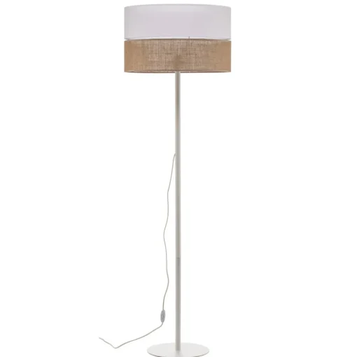 TK Lighting Gulvlampe Linobianco, skjerm i stoff og jute Online