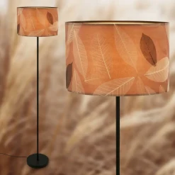 Briloner Gulvlampe Mata, brun, metall, stoff, E27| Gulvlamper