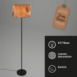 Briloner Gulvlampe Mata, brun, metall, stoff, E27| Gulvlamper