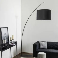 TK Lighting Gulvlampe Moby Black med tekstilskjerm