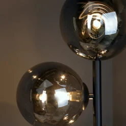 Eco-Light Gulvlampe Neptun med røykglasskuler, svart Outlet