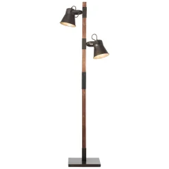 Brilliant Gulvlampe Plow med 2 spoter, svart/mørkt tre| Gulvlamper