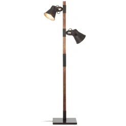 Brilliant Gulvlampe Plow med 2 spoter, svart/mørkt tre| Gulvlamper