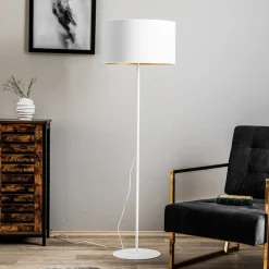 Duolla Gulvlampe Roller, hvit/gull, høyde 145 cm| Gulvlamper