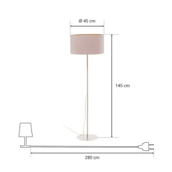 Duolla Gulvlampe Roller, hvit/gull, høyde 145 cm| Gulvlamper