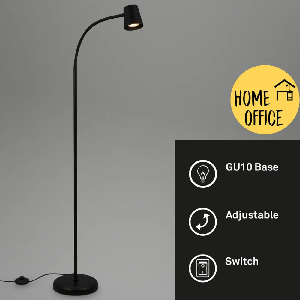 Briloner Gulvlampe Skriva, justerbar, GU10, svart Discount