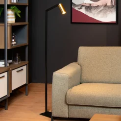 Lucide Gulvlampe Sybil roter- og svingbar svart/gull Best