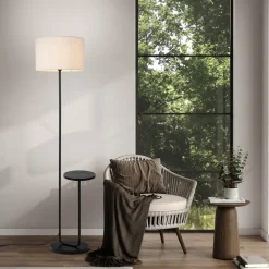 Näve Gulvlampe Tordis, svart/hvit, tekstil, høyde 157 cm Hylle| Gulvlamper