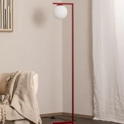 ALDEX Gulvlampe Zac, opal/vinrød, 1 lyskilde Hot