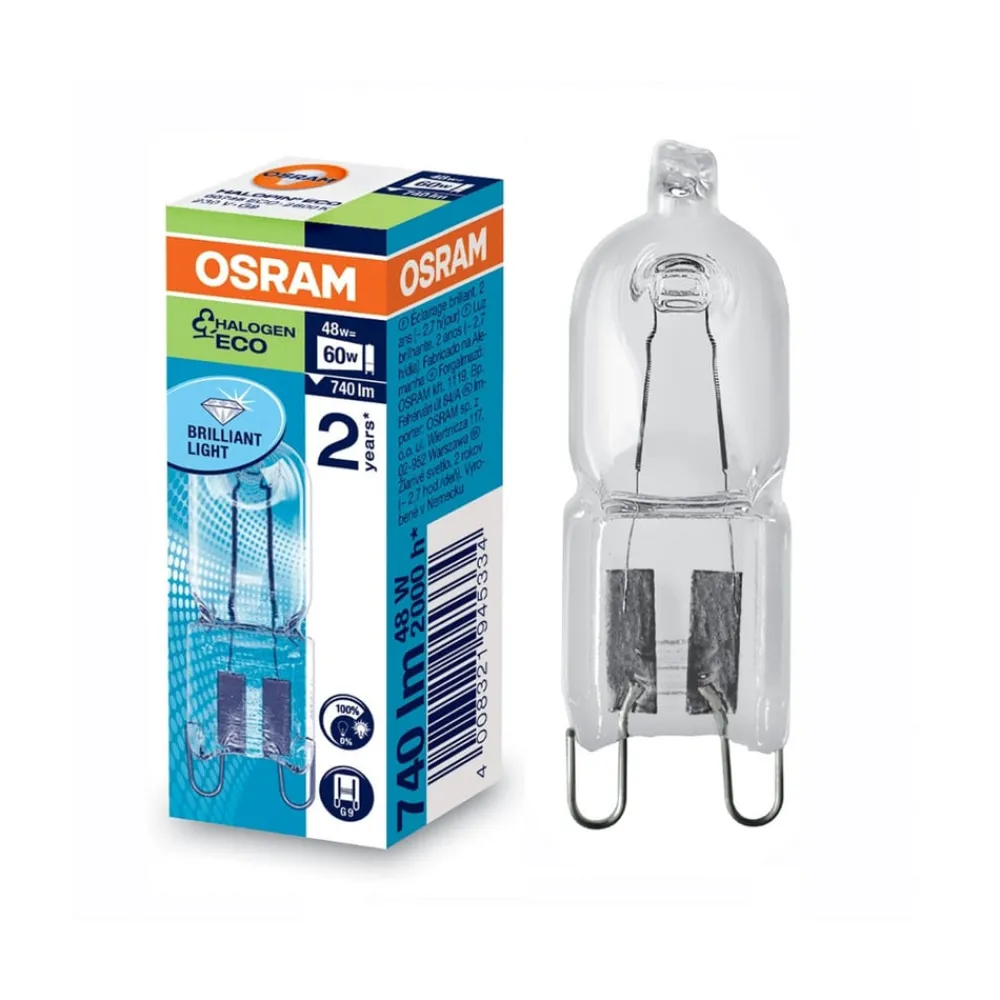 OSRAM Halogenpære Halopin G9 20W klar 2 000 h 10 stk| G9 Pærer