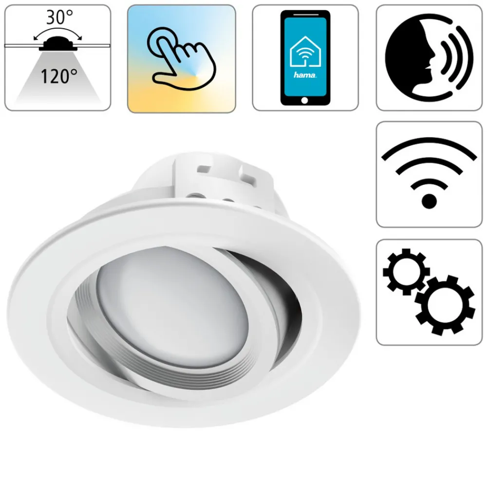 Hama WLAN LED-downlight app-styring CCT hvit Discount