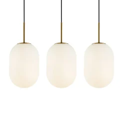 Eko-Light Hengelampe Alias, metall gullfarget opalglas, 3 lyskilder lang Best
