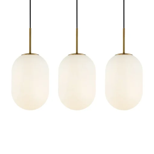 Eko-Light Hengelampe Alias, metall gullfarget opalglas, 3 lyskilder lang Best
