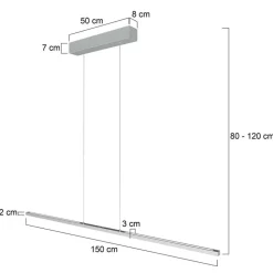 Steinhauer Hengelampe Bande, 155 cm, opp/ned, stål, CCT, dimmer| Kontorbelysning