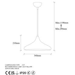 Opviq Hengelampe Barek 11545, messing brünert, metall, Ø 34 cm| Pendellamper
