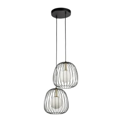 SIGMA Hengelampe Bell, 2 lyskilder, svart/gull/hvit| Pendellamper