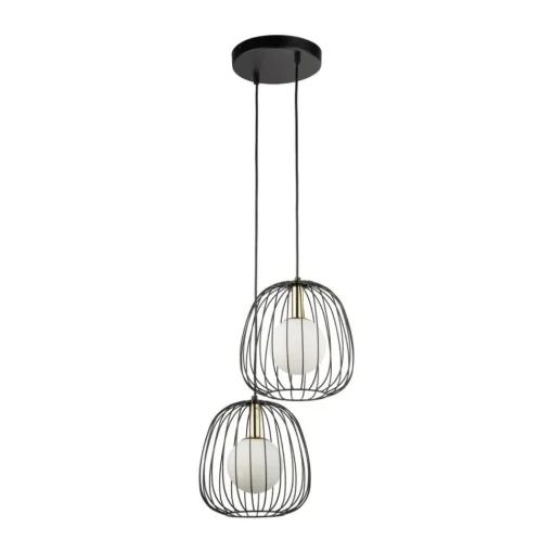 SIGMA Hengelampe Bell, 2 lyskilder, svart/gull/hvit| Pendellamper