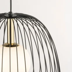 SIGMA Hengelampe Bell M, Ø 33 cm, 1 lyskilde, svart/gull/hvit| Pendellamper