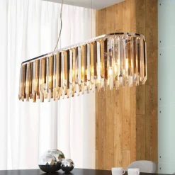 Searchlight Hengelampe Clarissa med krystallprismer, 100 cm Discount