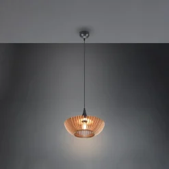 Trio Lighting Hengelampe Colino av trelameller, lyst tre Clearance