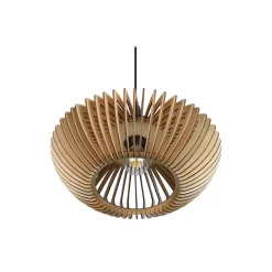 Trio Lighting Hengelampe Colino av trelameller, lyst tre Clearance