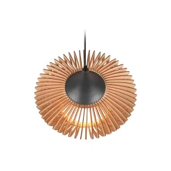 Trio Lighting Hengelampe Colino av trelameller, lyst tre Clearance