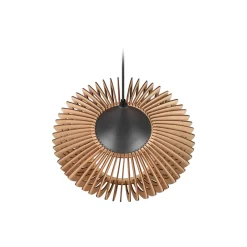 Trio Lighting Hengelampe Colino av trelameller, lyst tre Clearance