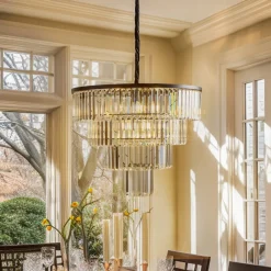 Nowodvorski Lighting Hengelampe Cristal, gjennomsiktig/svart, Ø 71 cm| Pendellamper