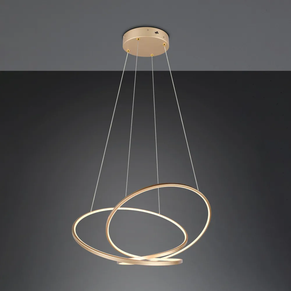 Trio Lighting Hengelampe Darvin lengde 84 cm, gullfarget, metall, CCT Sale