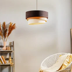 Duolla Hengelampe Devon, brun/beige/ecru/gull Ø45cm| Pendellamper