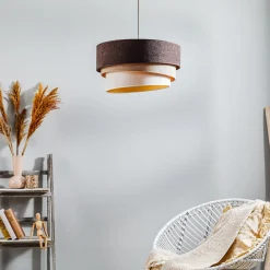 Duolla Hengelampe Devon, brun/beige/ecru/gull Ø45cm| Pendellamper