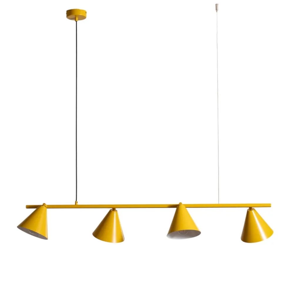 ALDEX Hengelampe Form 4, gul, metall, 4 lyskilder, kjegle, E27 Sale