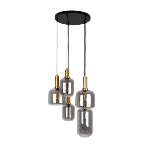 Näve Hengelampe Fumo, røykglass, 5 lyskilder, sirkel| Pendellamper