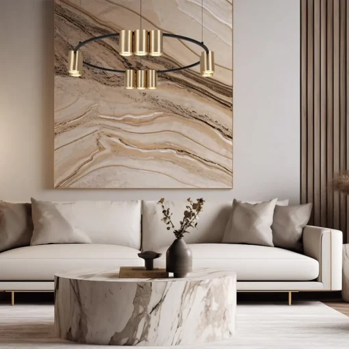 Eko-Light Hengelampe Genesis, aluminium, svart/gull, 10 x GU10, Ø 60 cm| Kontorbelysning
