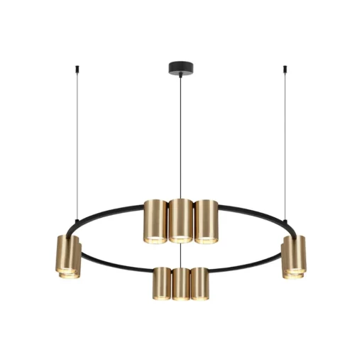 Eko-Light Hengelampe Genesis, aluminium, svart/gull, 10 x GU10, Ø 60 cm| Kontorbelysning