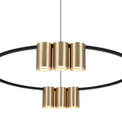 Eko-Light Hengelampe Genesis, aluminium, svart/gull, 10 x GU10, Ø 60 cm| Kontorbelysning