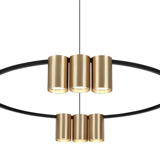 Eko-Light Hengelampe Genesis, aluminium, svart/gull, 10 x GU10, Ø 60 cm| Kontorbelysning