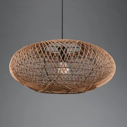 Trio Lighting Hengelampe Hedda av sisal og metall| Pendellamper