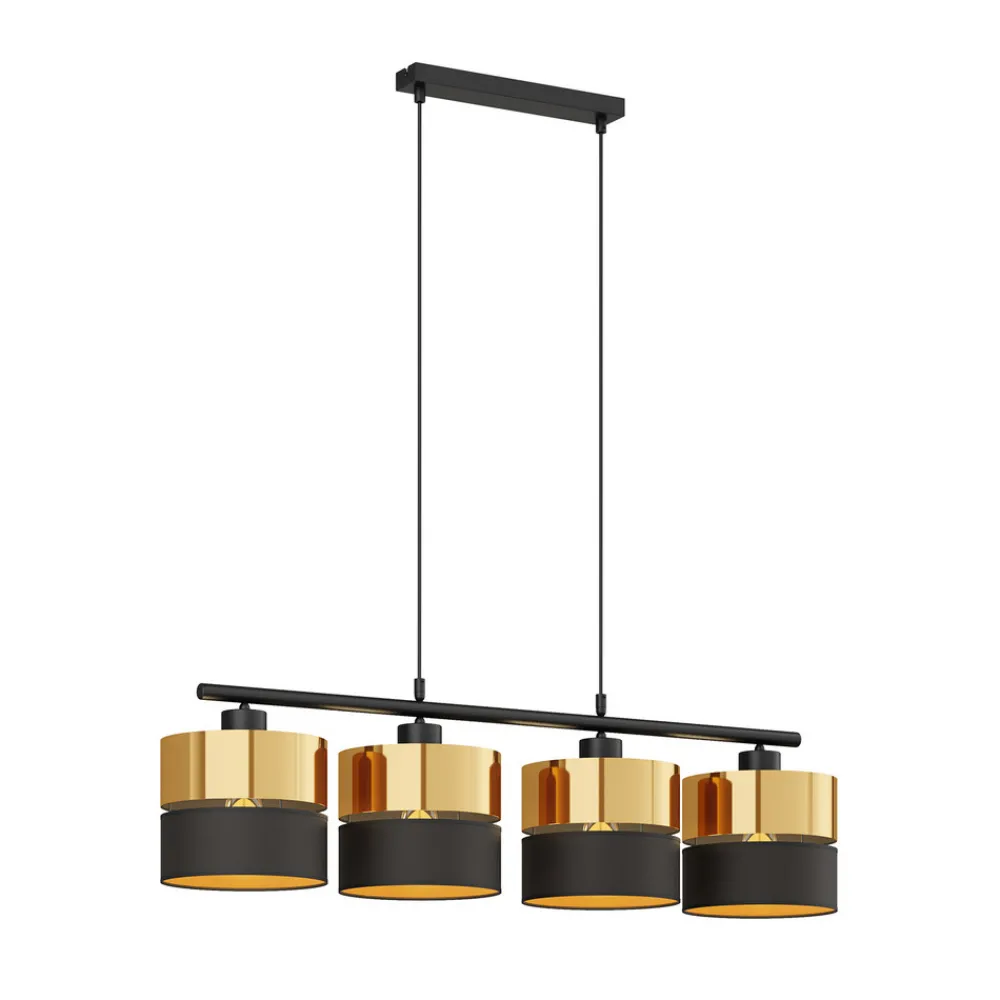 TK Lighting Hengelampe Hilton, svart/gull, 4 lyskilder Hot