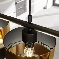 TK Lighting Hengelampe Hilton, svart/gull, 4 lyskilder Hot