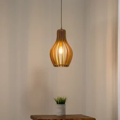Nowodvorski Lighting Hengelampe Ika IA med skjerm av trelameller Ø24cm Clearance