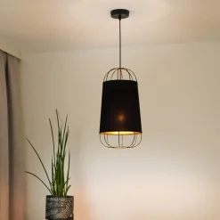 Duolla Hengelampe Lantern small, tekstil, metall, svart| Pendellamper