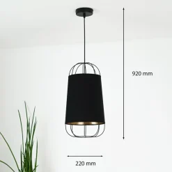Duolla Hengelampe Lantern small, tekstil, metall, svart| Pendellamper